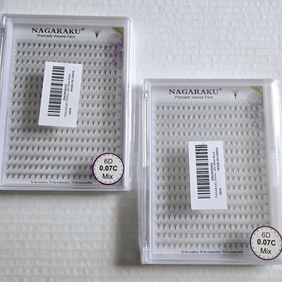 (2) NAGARAKU premade volume fan eyelash extensions. 6D (6 strands per fan) 0.07C - Picture 2 of 6